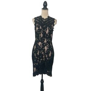 NWT Adelyn Rae Black Lace Over Nude Lining Mini Dress